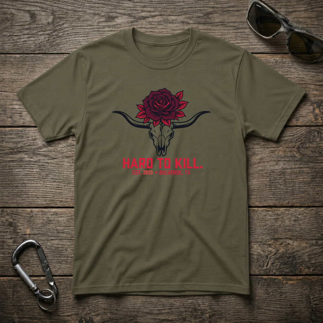 Hard To Kill Long Horn Skull T-Shirt