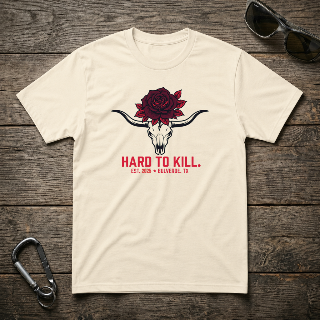 Hard To Kill Long Horn Skull T-Shirt