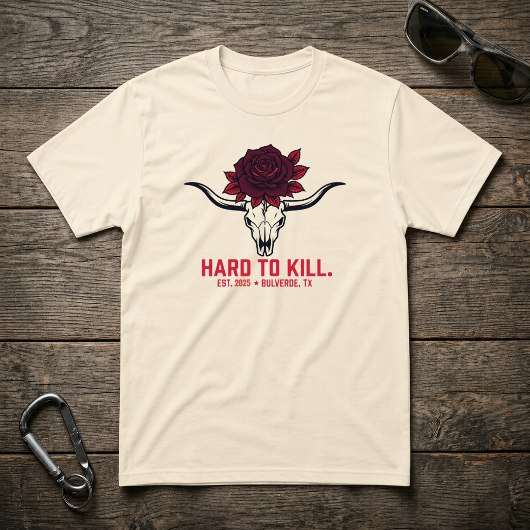 Hard To Kill Long Horn Skull T-Shirt