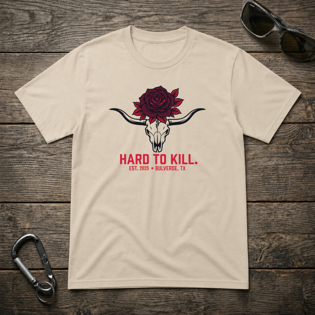 Hard To Kill Long Horn Skull T-Shirt