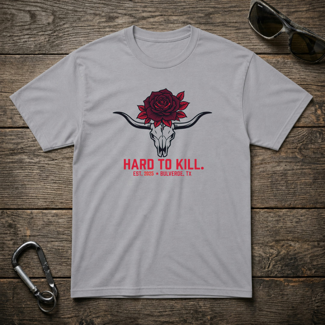 Hard To Kill Long Horn Skull T-Shirt