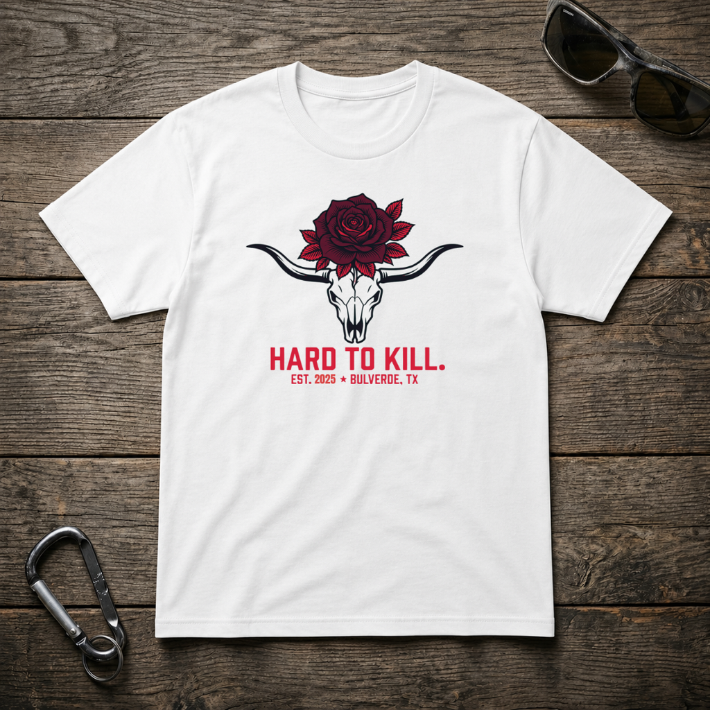Hard To Kill Long Horn Skull T-Shirt