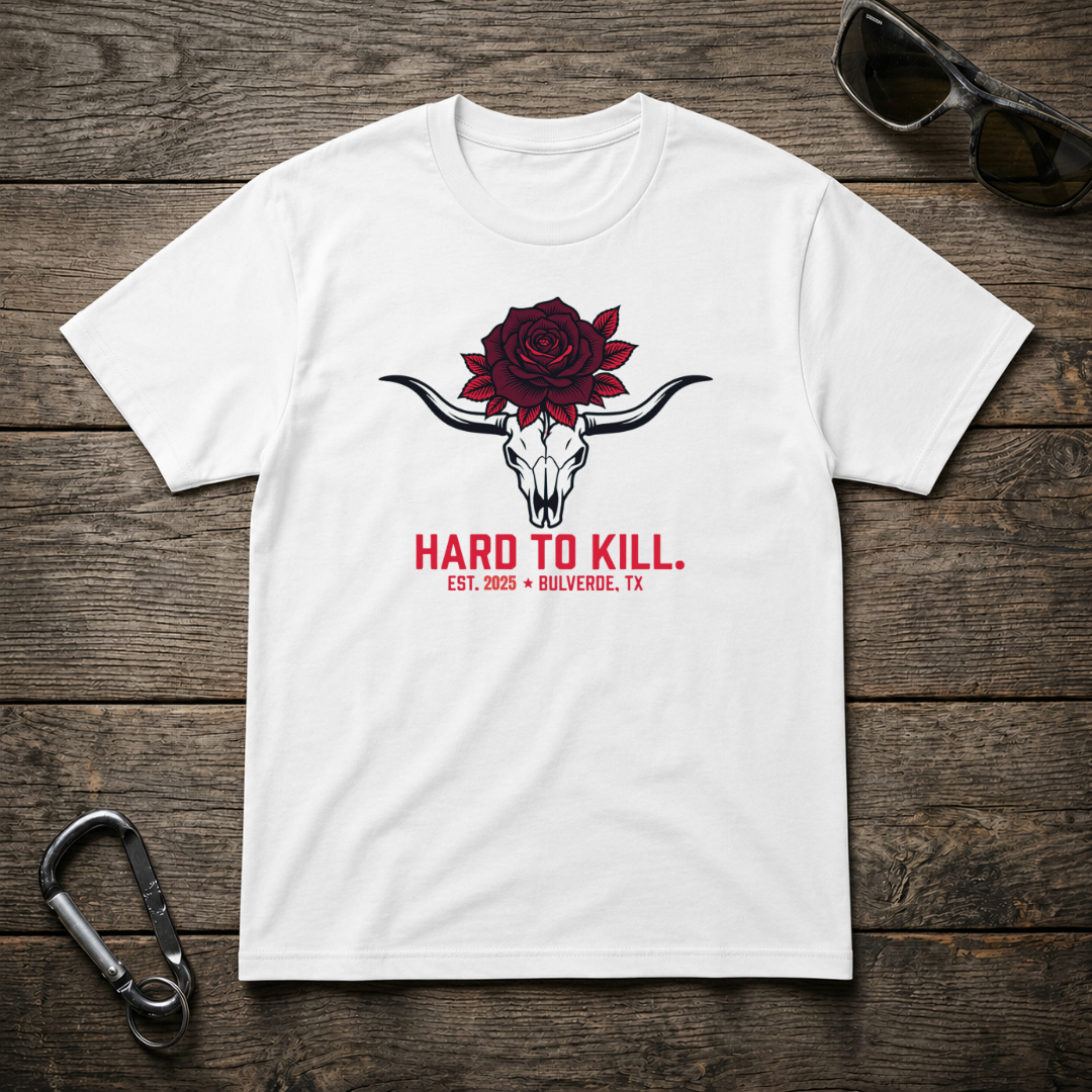 Hard To Kill Long Horn Skull T-Shirt