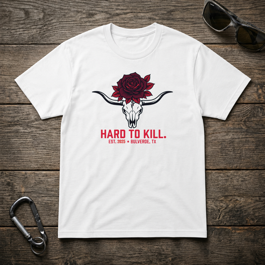 Hard To Kill Long Horn Skull T-Shirt